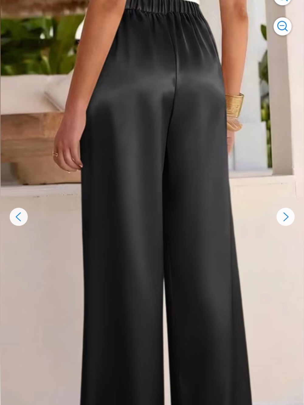 PATRIZIA LUCA MILANO Wide Leg Elastic Waist Black Satin Style Palazzo Pants - Picture 6 of 6